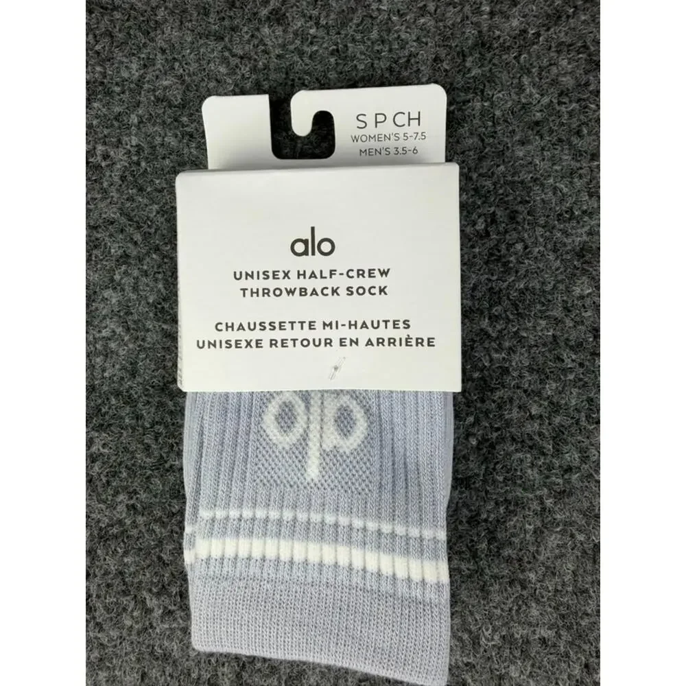 Alo Yoga Unisex Half-Crew Throwback Socks Wintar Frost Size Small NWT $34